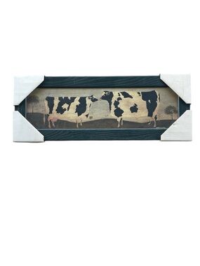 Vintage Warren Kimble Kissing Cows Framed Print Rustic Farm Wall Art